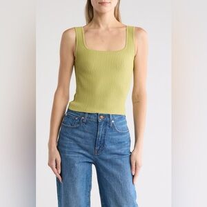 Madewell Women’s Sculpt Ottoman Square Neck Shirt Size Medium Green Sleeveless